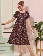 Floral Printed Regular Sleeve Button Front Maxi | Mangai Nighties