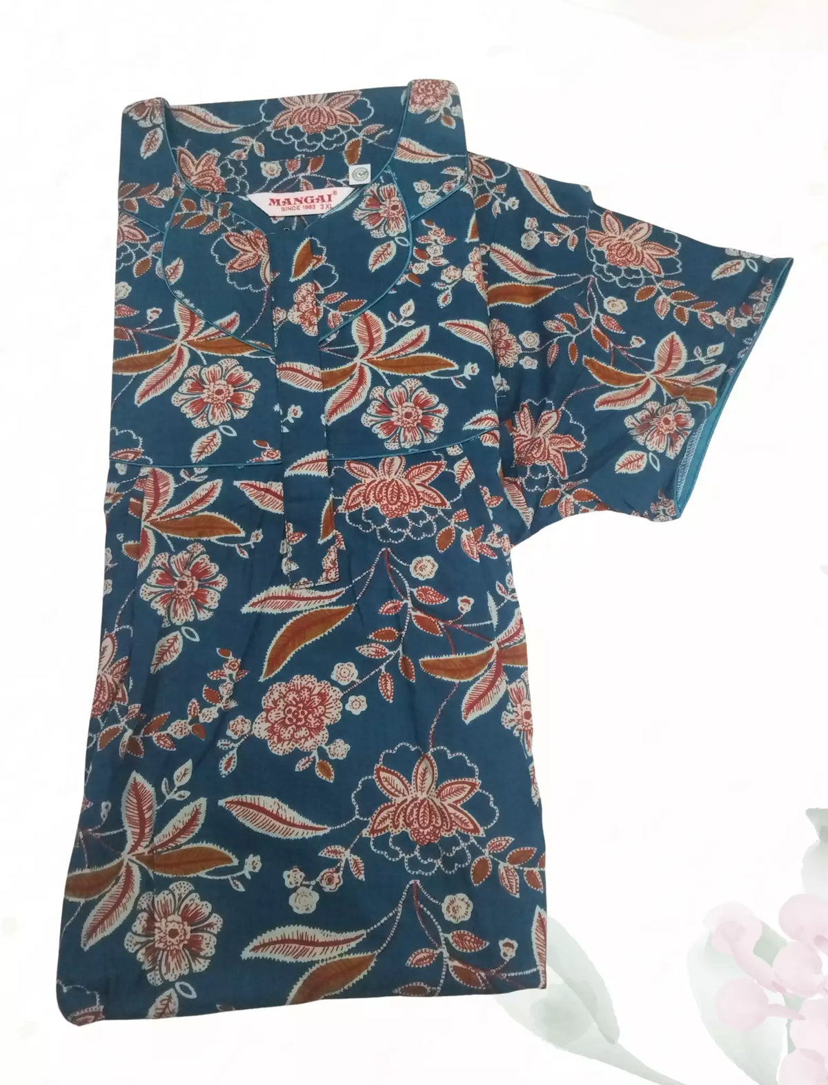 MANGAI Cotton Printed Pleated Model Half Sleeve 3XL Size Shrinkage Free Nighties