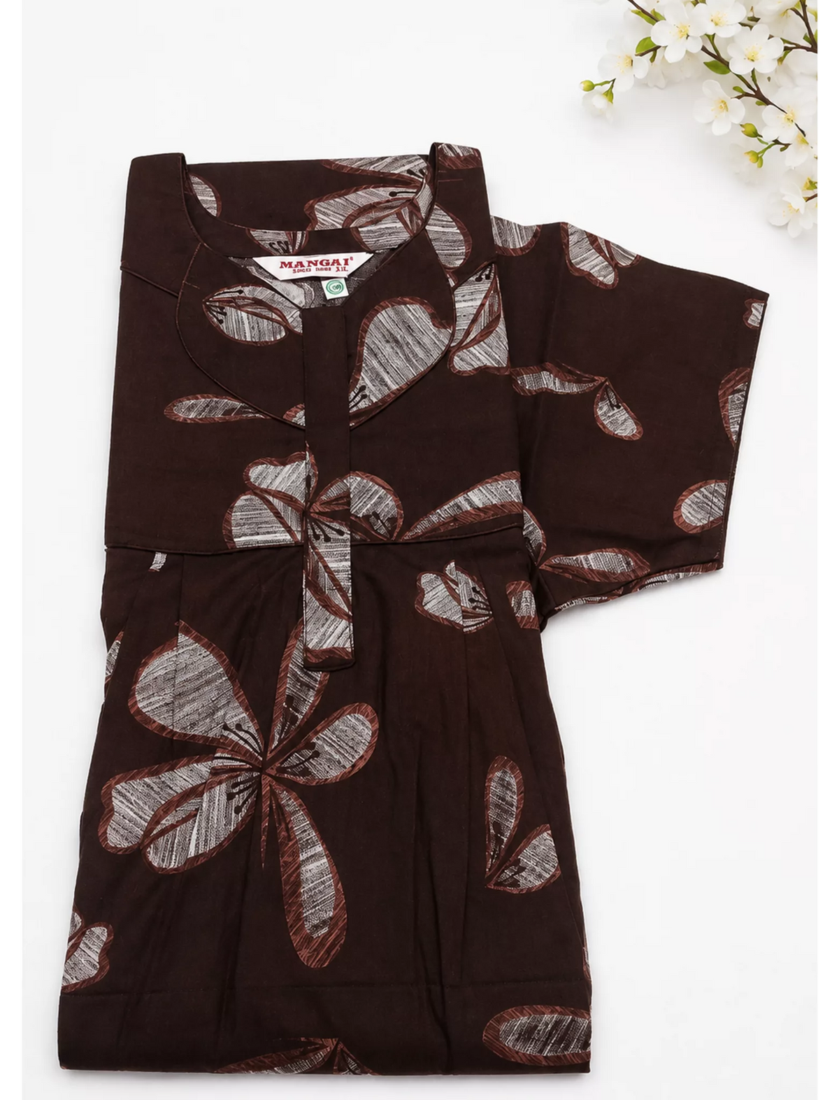 MANGAI Premium Cotton Printed Pleated Model Half Sleeve 3XL Size Nighties - Fancy Neck | With Side Pocket |Shrinkage Free Nighties | Trendy Collection's for Stylish Women's
