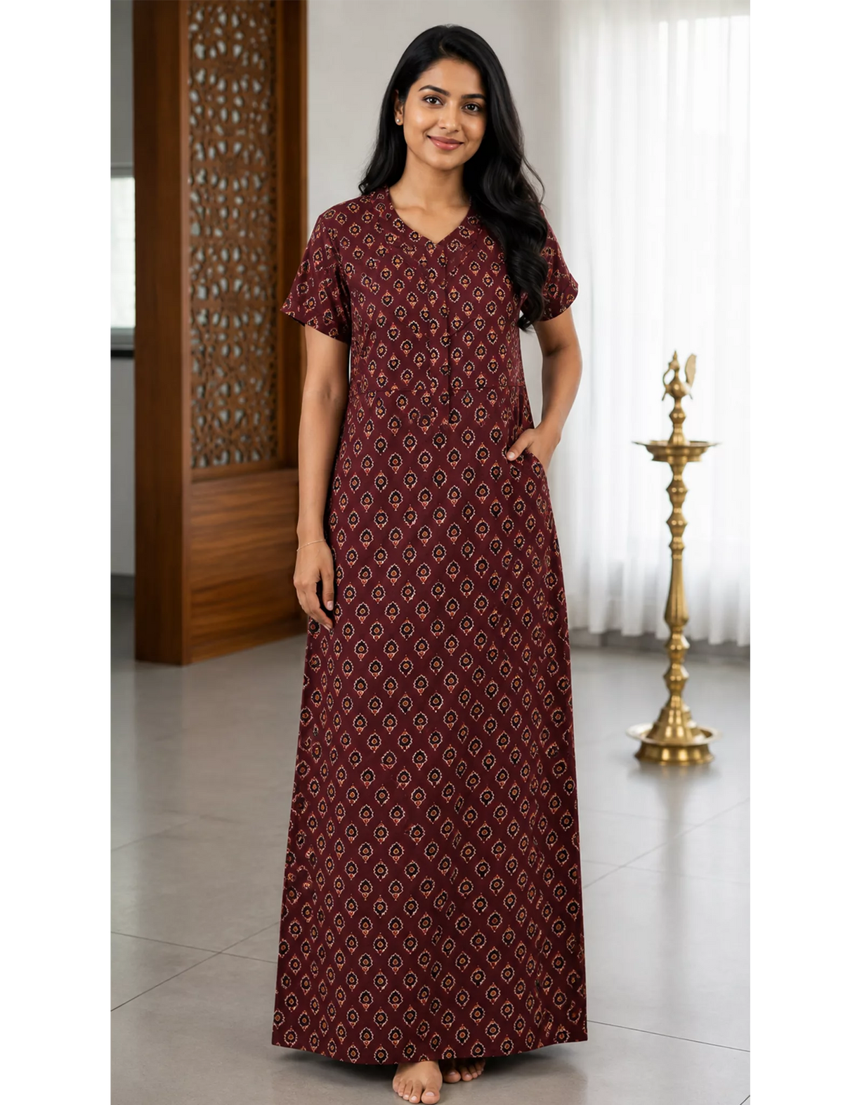 MANGAI Premium Cotton Printed Pleated Model 3XL Size Trendy Collection's Stylish Nighties