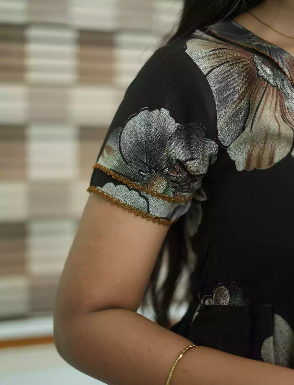 Alpine Floral Print 3 Layer Frock with Back Tie - Mangai Nighties