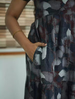 Alpine Abstract Leaf Print 3 Layer Frock - Mangai Nighties