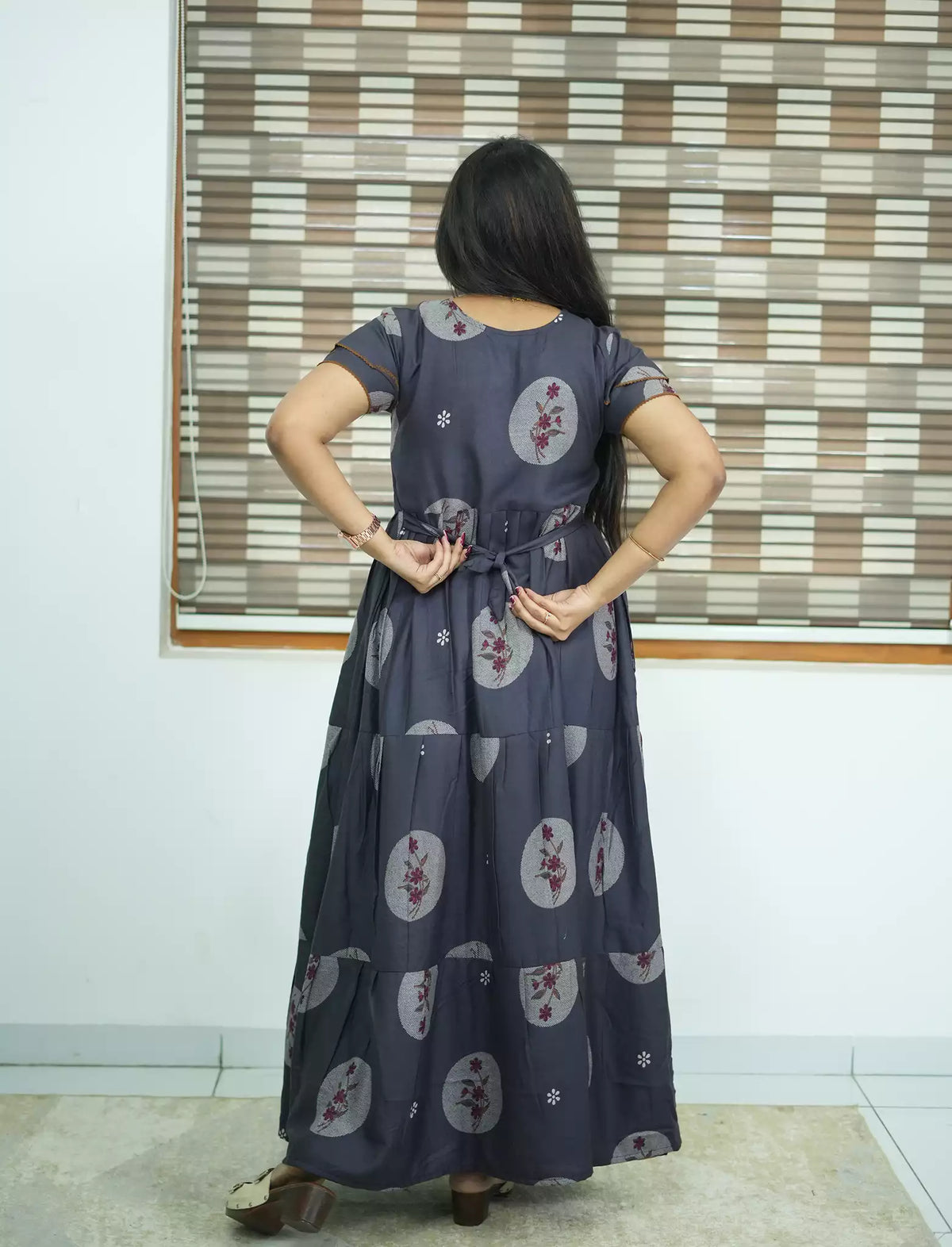 Alpine Circular Floral Print 3 Layer Frock - Mangai Nighties