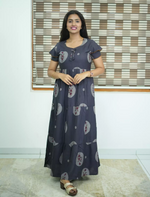 Alpine Circular Floral Print 3 Layer Frock - Mangai Nighties