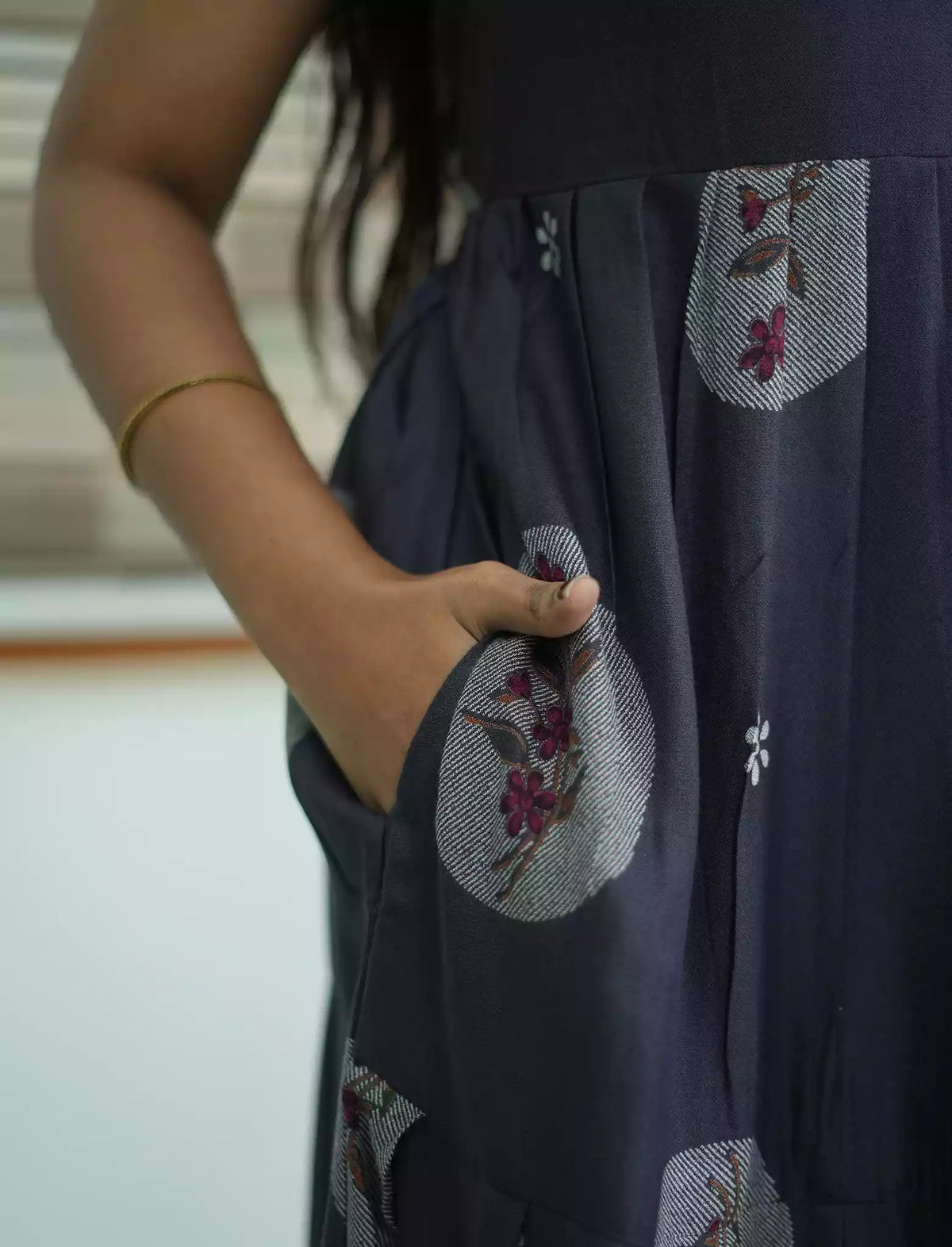 Alpine Circular Floral Print 3 Layer Frock - Mangai Nighties