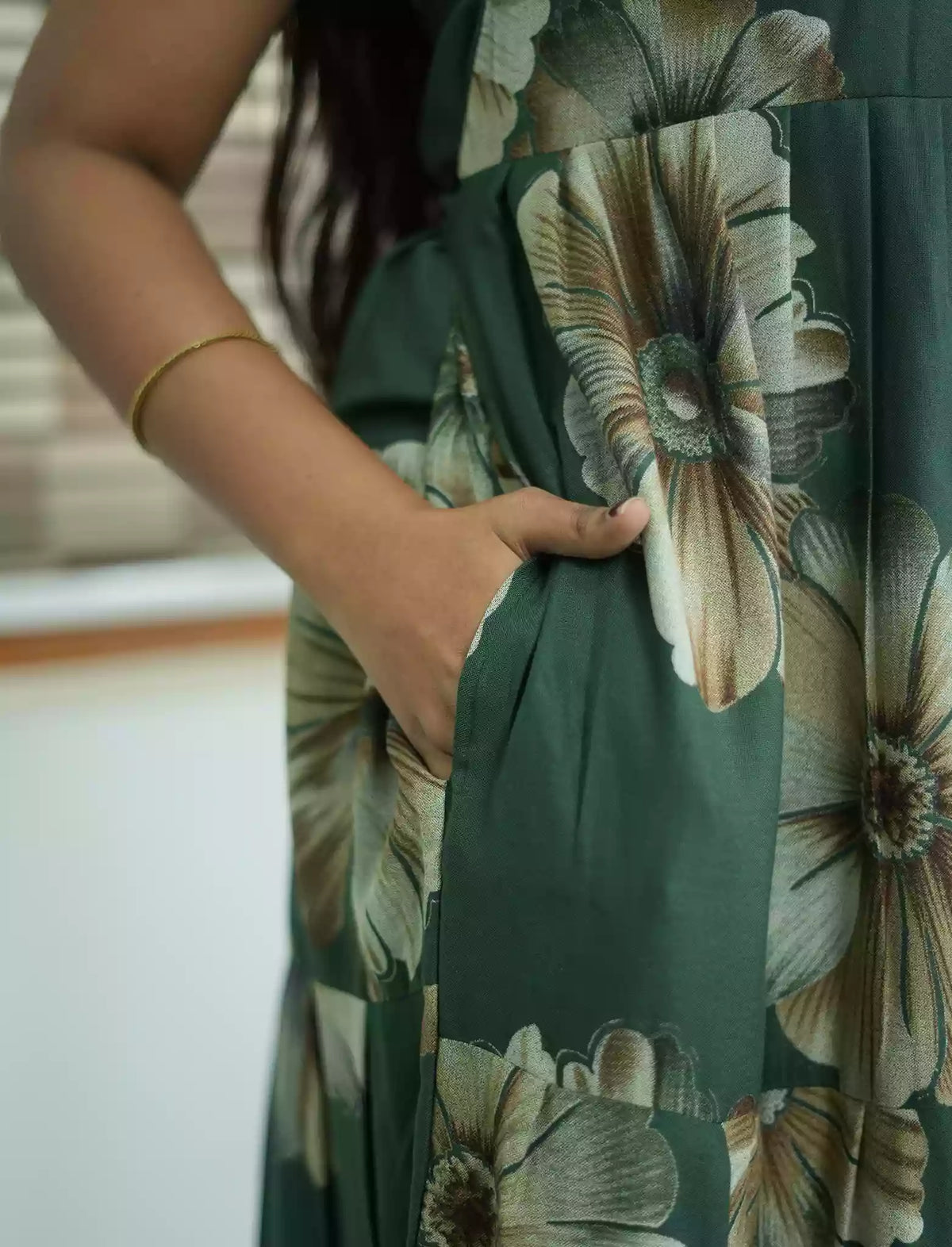Alpine Floral Print 3 Layer Frock with Back Tie - Mangai Nighties
