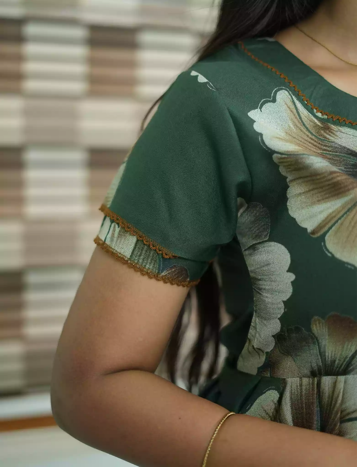 Alpine Floral Print 3 Layer Frock with Back Tie - Mangai Nighties