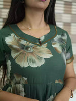 Alpine Floral Print 3 Layer Frock with Back Tie - Mangai Nighties