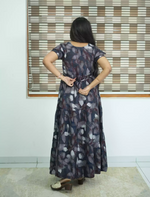 Alpine Abstract Leaf Print 3 Layer Frock - Mangai Nighties