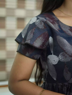 Alpine Abstract Leaf Print 3 Layer Frock - Mangai Nighties