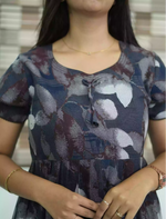 Alpine Abstract Leaf Print 3 Layer Frock - Mangai Nighties