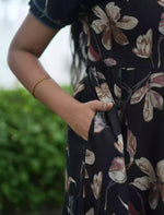 Alpine Floral Print 3 Layer Full Frock with Back Tie - Mangai Nighties