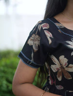 Alpine Floral Print 3 Layer Full Frock with Back Tie - Mangai Nighties