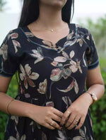 Alpine Floral Print 3 Layer Full Frock with Back Tie - Mangai Nighties