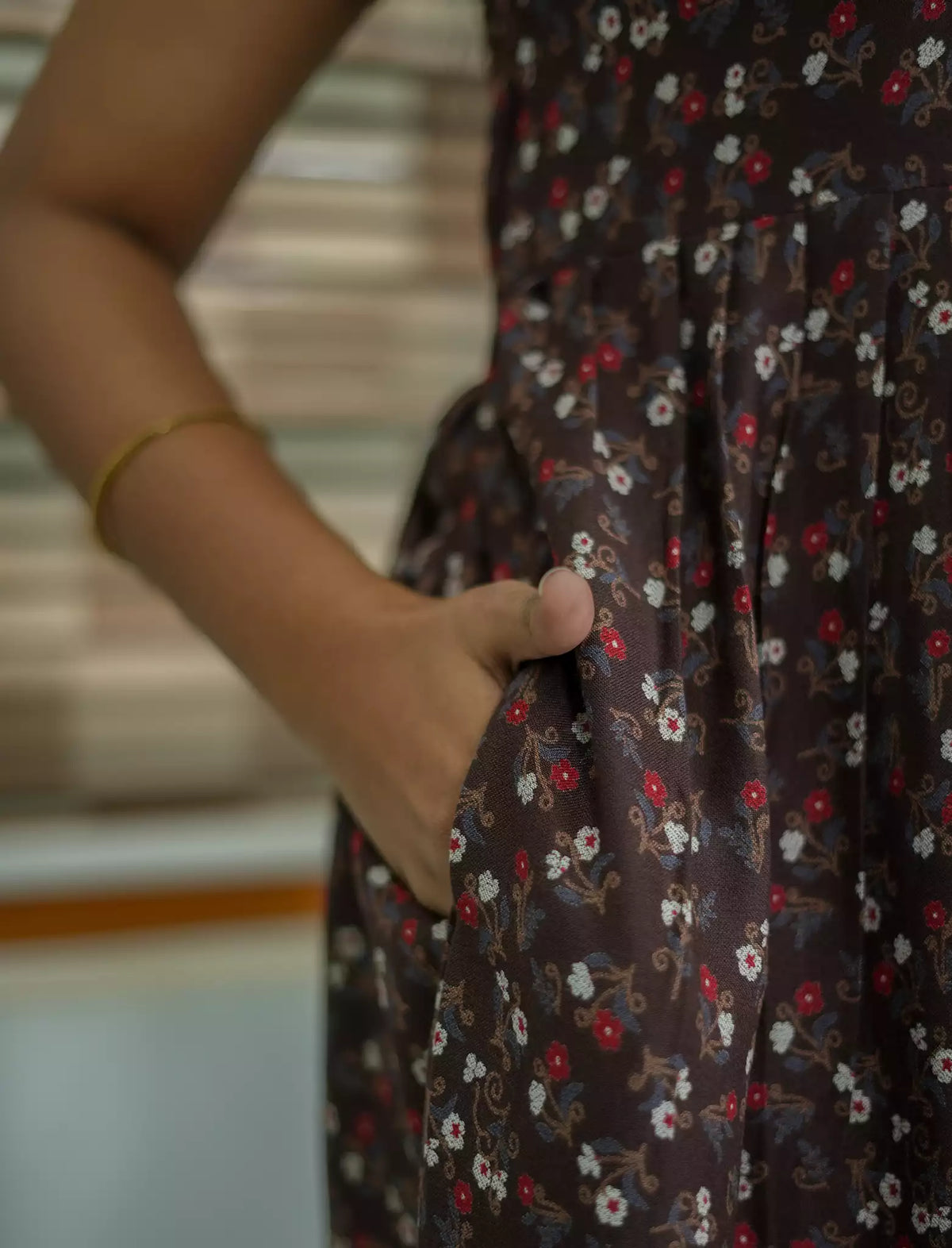 Alpine Tiny Floral Print 3 Layer Frock - Mangai Nighties