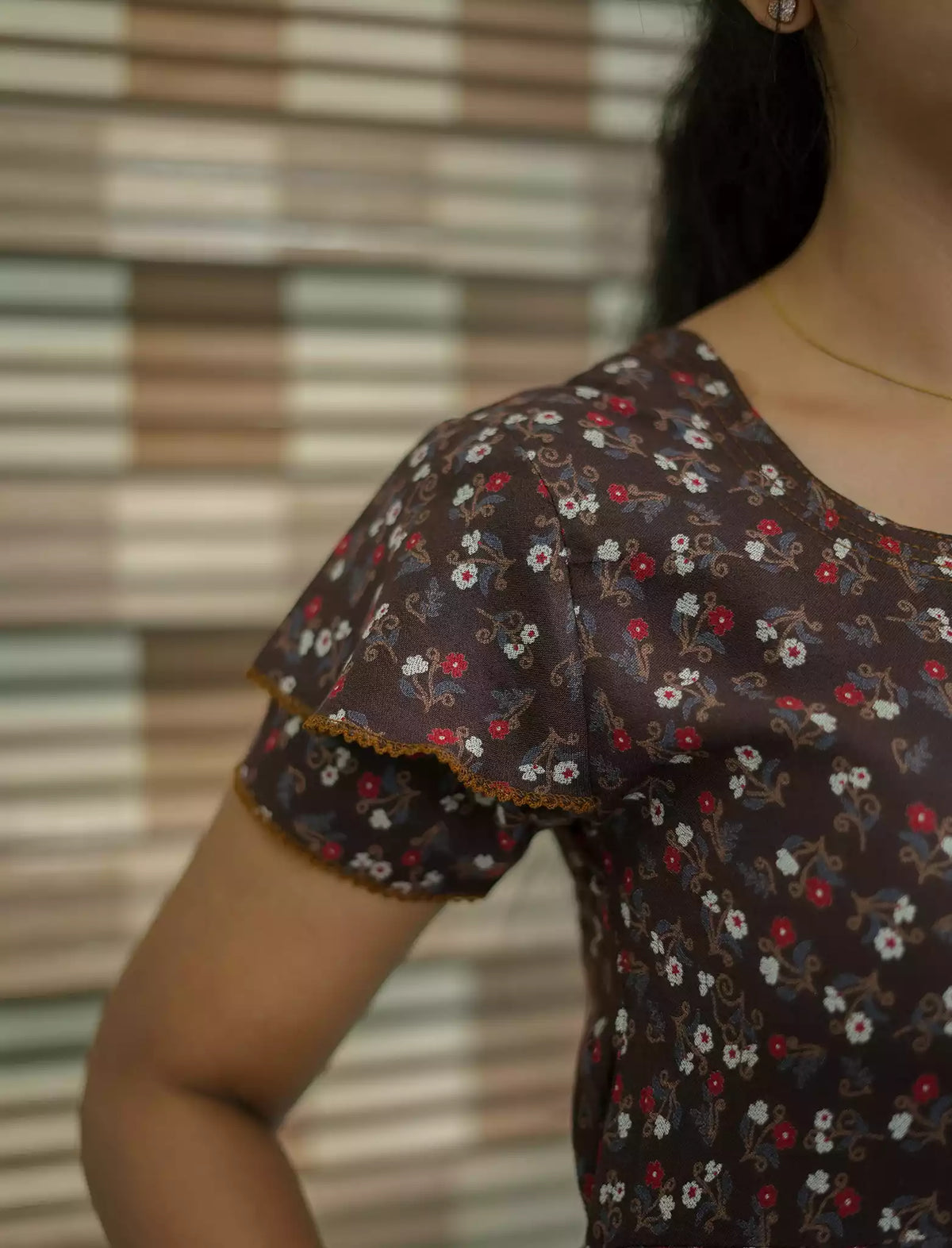 Alpine Tiny Floral Print 3 Layer Frock - Mangai Nighties