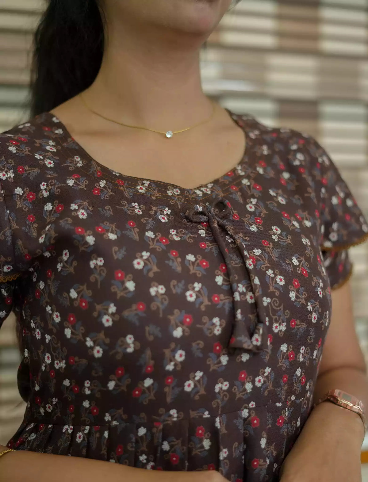 Alpine Tiny Floral Print 3 Layer Frock - Mangai Nighties