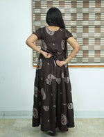 Alpine Circular Floral Print 3 Layer Frock - Mangai Nighties