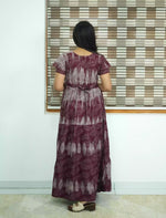 Alpine Leaf Print 3 Layer Frock | Back Tie - Mangai Nighties