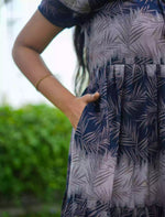 Alpine Leaf Print 3 Layer Frock | Back Tie - Mangai Nighties