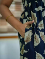 Alpine Tropical Leaf Print 3 Layer Frock with Back Tie - Mangai Nighties