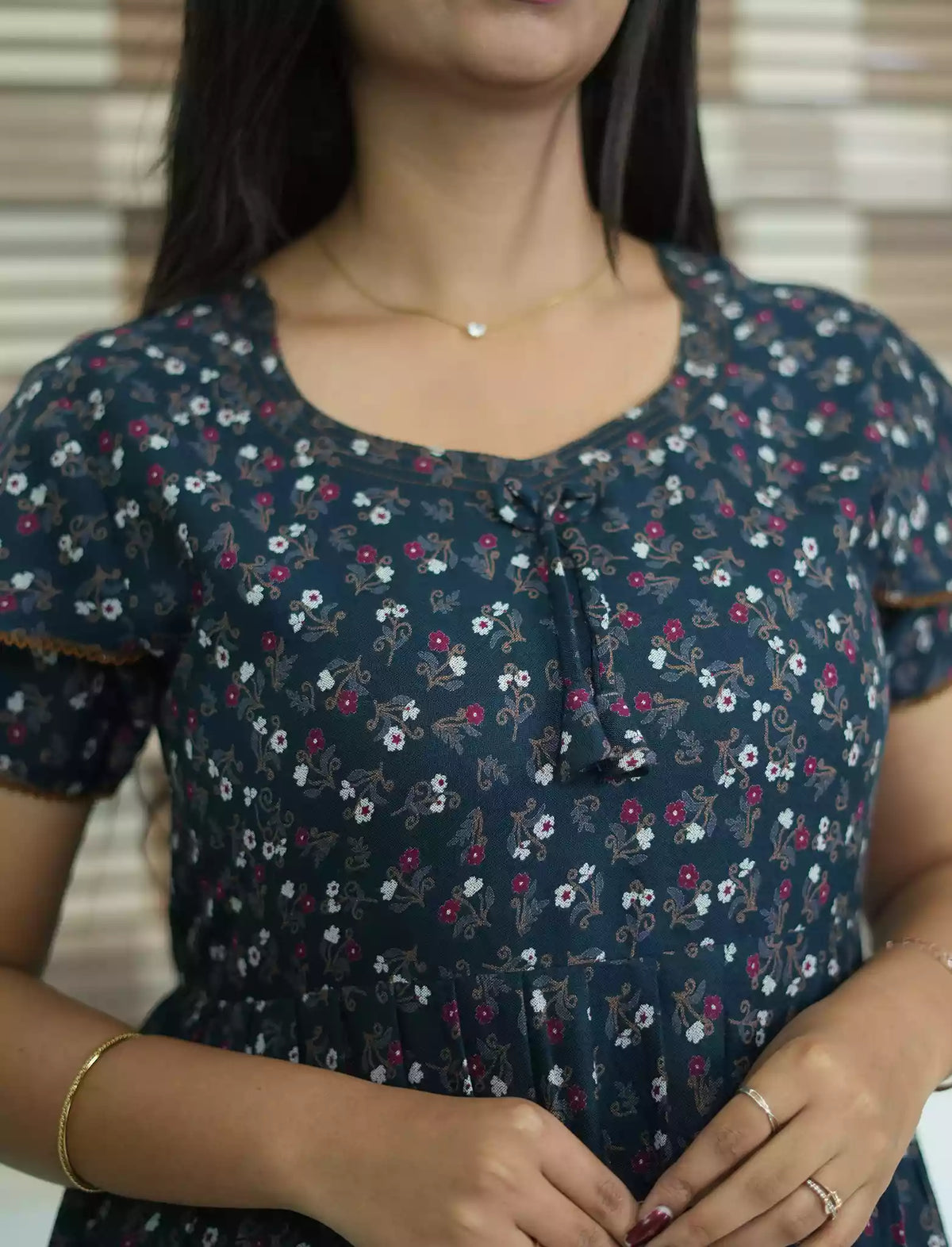 Alpine Tiny Floral Print 3 Layer Frock - Mangai Nighties