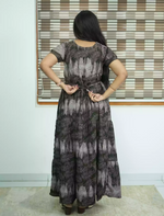 Alpine Leaf Print 3 Layer Frock | Back Tie - Mangai Nighties