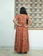 Alpine Floral Print 3 Layer Full Frock with Back Tie - Mangai Nighties
