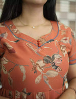 Alpine Floral Print 3 Layer Full Frock with Back Tie - Mangai Nighties