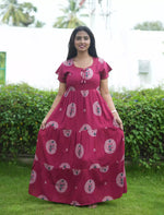 Alpine Circular Floral Print 3 Layer Frock - Mangai Nighties