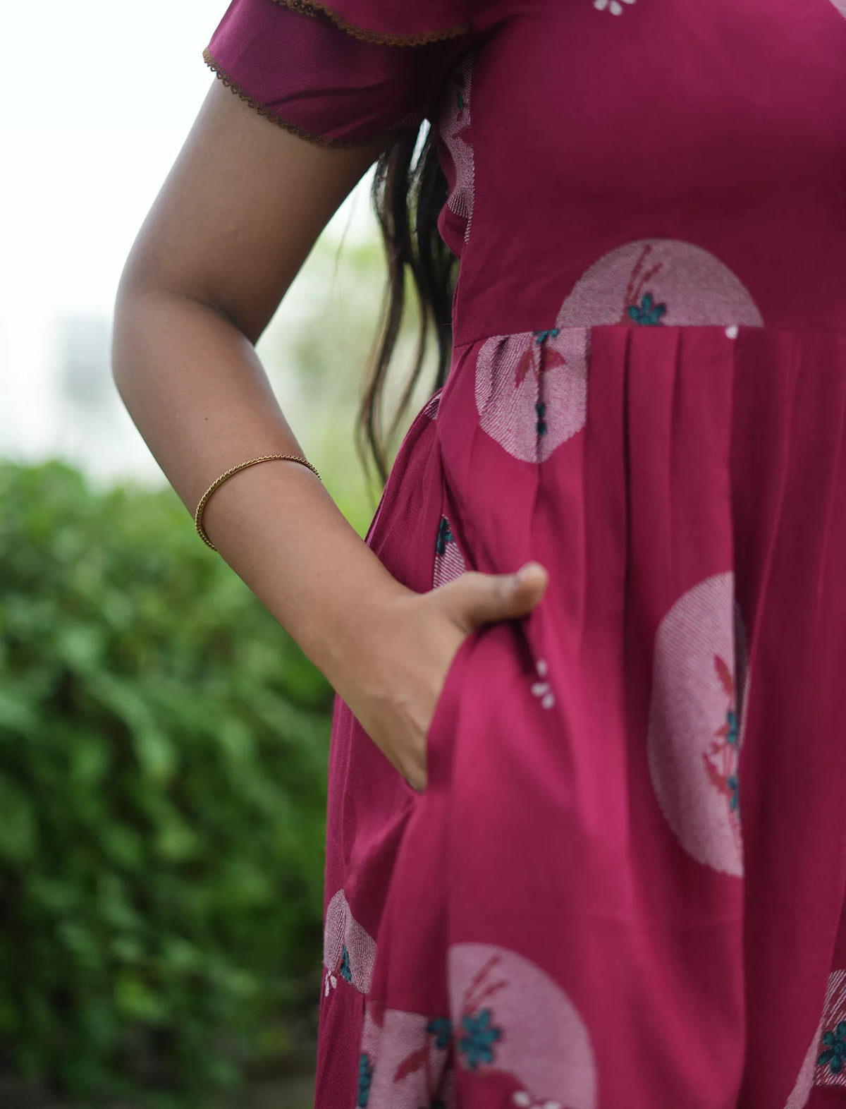 Alpine Circular Floral Print 3 Layer Frock - Mangai Nighties