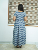 Alpine Wave Print 3 Layer Frock with Back Tie - Mangai Nighties
