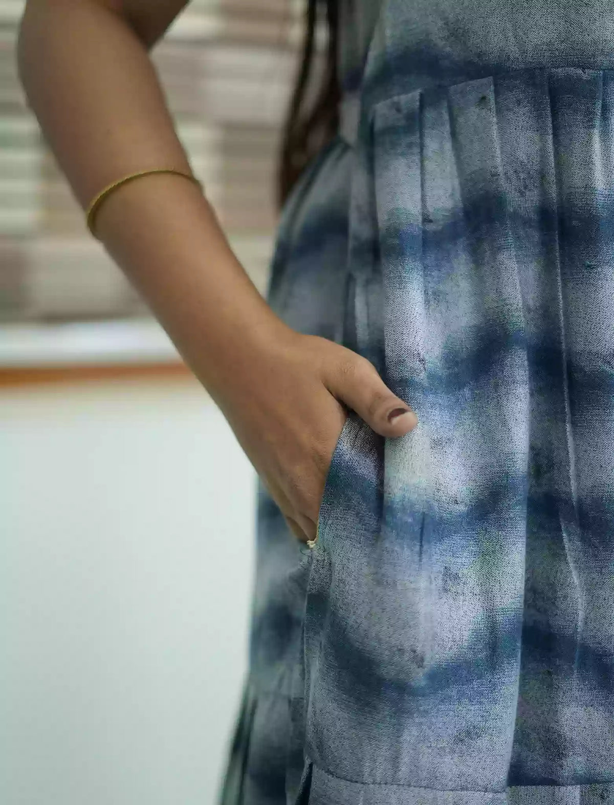 Alpine Wave Print 3 Layer Frock with Back Tie - Mangai Nighties