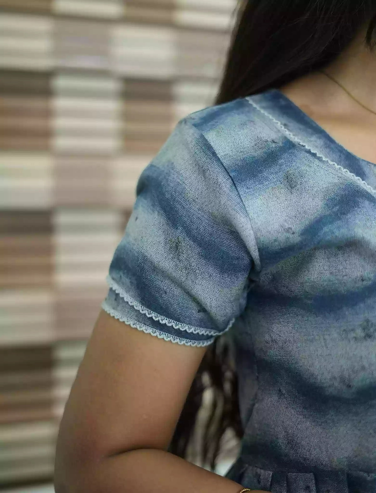 Alpine Wave Print 3 Layer Frock with Back Tie - Mangai Nighties