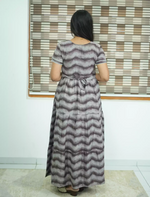 Alpine Wave Print 3 Layer Frock with Back Tie - Mangai Nighties