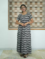 Alpine Wave Print 3 Layer Frock with Back Tie - Mangai Nighties