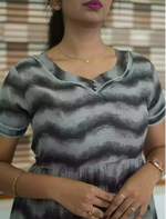 Alpine Wave Print 3 Layer Frock with Back Tie - Mangai Nighties