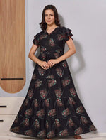 Alpine Front Gathering Tip up Full Long Frock for Fancy Nightwear - Mangai Nighties 
