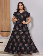 ThreeLayer Gathering Frock with Petal Sleeves with Side Pocket - Mangai Nighties 