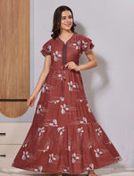 Alpine round Neck Long Frock with Side Pocket night gown for Women - Mangai Nighties 