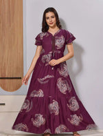 Alpine Front Gathering tie Rope Stylish Full Long Frock - Mangai Nighties 