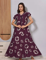 Round Patch neck with Front Gathering Tie Rope Long Frock - Mangai Nighties 