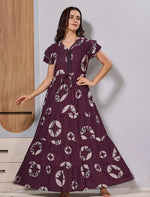 Alpine Star Print's Full Frock with Double Layer Sleeve's - Mangai Nighties 