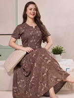 Alpine Kurti Style Pleated Nighty with Floral Print - Mangai Nighties