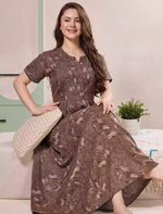 Alpine Kurti Style Pleated Nighty with Floral Print - Mangai Nighties