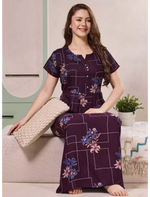 Alpine Floral Geometric Print Kurti Style Nighty - Mangai Nighties