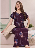Alpine Floral Geometric Print Kurti Style Nighty - Mangai Nighties
