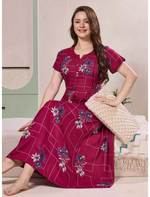 Alpine Floral Geometric Print Kurti Style Nighty - Mangai Nighties