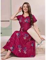 Alpine Floral Geometric Print Kurti Style Nighty - Mangai Nighties