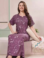 Alpine Kurti Style Pleated Nighty with Floral Print - Mangai Nighties
